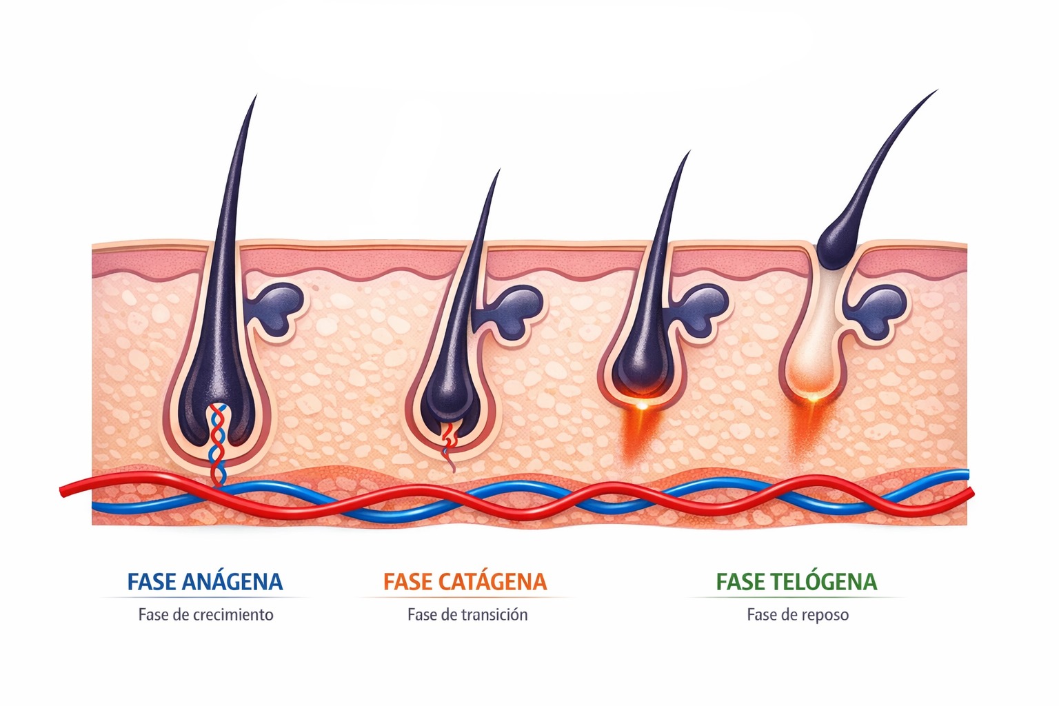 Ciclo Capilar - Fases Anágena, Catágena y Telógena
